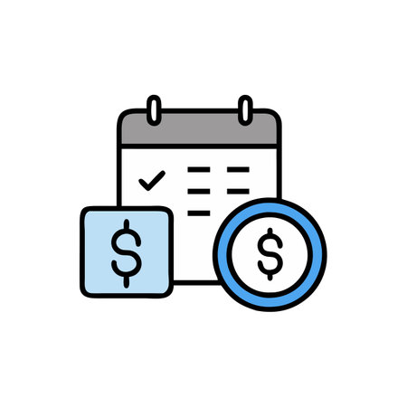 Monthly budget icon. Simple outline vector illustration on white background.のイラスト素材