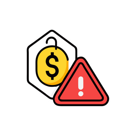 Dollar sign and warning triangle. Caution, danger, business concept. Vector illustration.のイラスト素材