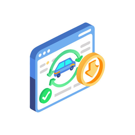 Car sharing isometric 3d icon on a white background for web designのイラスト素材