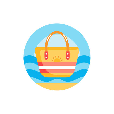 Beach bag icon in flat color style. Vacation summer holidayのイラスト素材