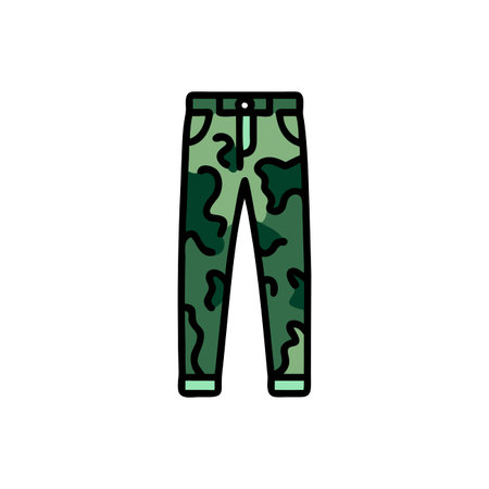 Camouflage pants line style icon design, Camouflage wear fashion casual style and clothing theme Vector illustrationのイラスト素材