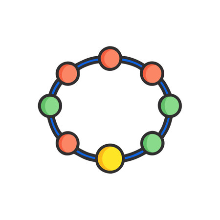 Molecule flat color vector icon. Pictogram for web page, mobile app, promo. Editable stroke.のイラスト素材