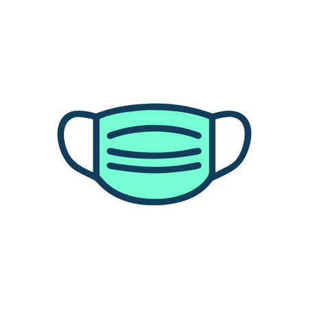 Medical mask vector line icon. Coronavirus protection symbol.のイラスト素材