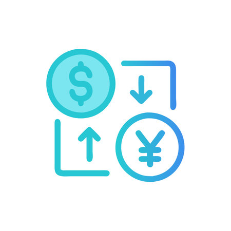 Currency exchange icon, vector illustration. Flat design style, blue color.のイラスト素材