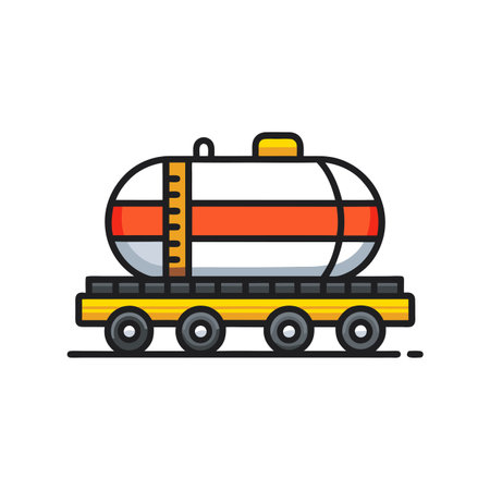 Cargo train flat color line icon. Vector illustration on white background.のイラスト素材