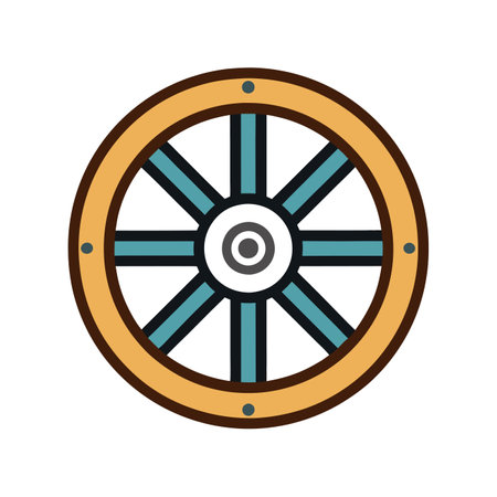 wooden wheel icon over white background. colorful design. vector illustrationのイラスト素材