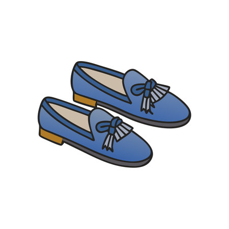 Pair of blue shoes isolated on white background. Vector illustration.のイラスト素材