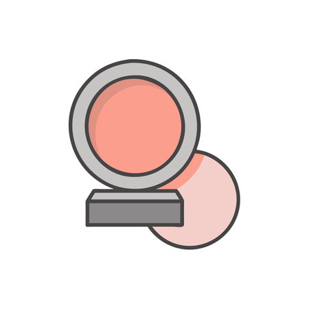 Makeup brush line icon, flat vector illustration isolated on white.のイラスト素材