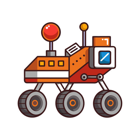 Cartoon Mars rover icon. Cartoon Mars rover vector icon for web designのイラスト素材