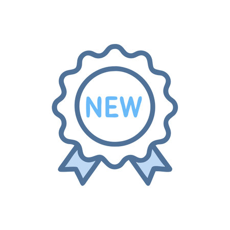 New badge, medal, seal, award, vector line icon.のイラスト素材