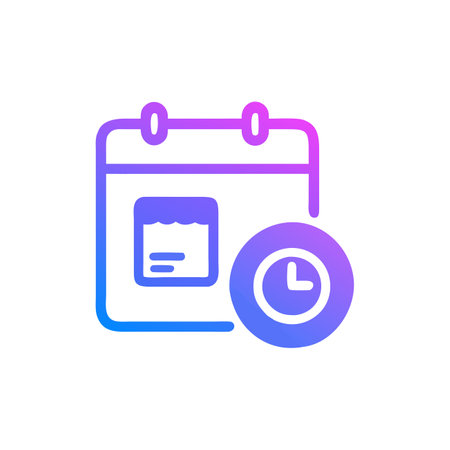 Calendar and clock, schedule, time management, vector line iconのイラスト素材