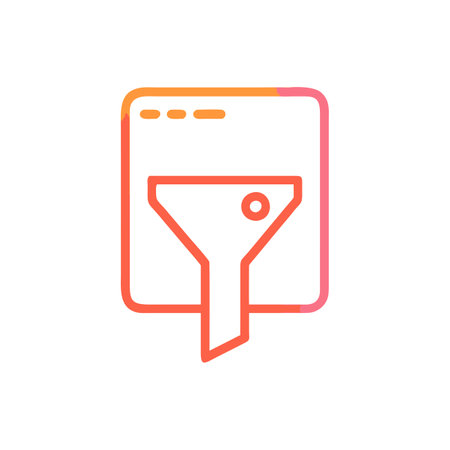 Data filter flat icon. Vector linear illustration. Red and orange colors.のイラスト素材