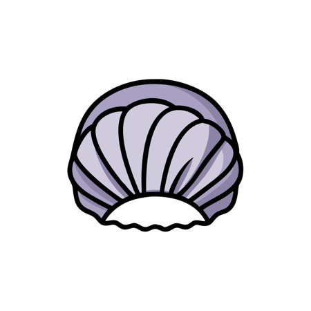 Sea shell isolated on white background. Vector illustration in doodle style.のイラスト素材