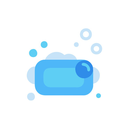 Soap icon in flat color style. Cleaning liquid soap bubblesのイラスト素材