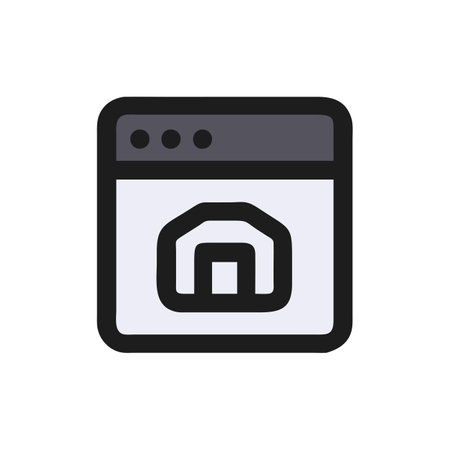 Browser icon in flat style. Home page vector illustration on white isolated background. Browser business concept.のイラスト素材