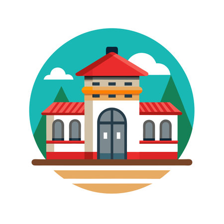 Building icon in flat style. Building vector illustration on white background.のイラスト素材