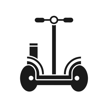 Electric scooter icon. Flat vector illustration. Black on white.のイラスト素材