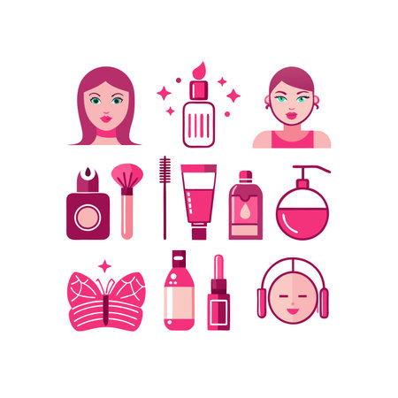 Beauty salon icons set. Vector illustration in flat cartoon style.のイラスト素材