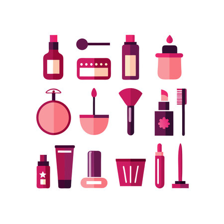 Cosmetics and make-up flat icons set. Vector illustration.のイラスト素材