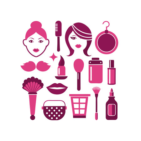 Cosmetics icons set. Flat illustration of cosmetics vector icons for web designのイラスト素材