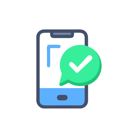 Smartphone with check mark icon in flat color style. Vector illustrationのイラスト素材