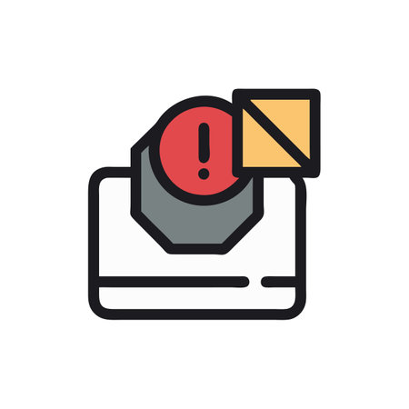 Mail with exclamation mark flat icon. Single high quality outline symbol for web design or mobile app.のイラスト素材