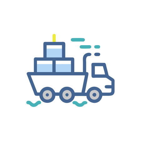 Cargo truck flat line icon. Vector illustration, EPS 10.のイラスト素材