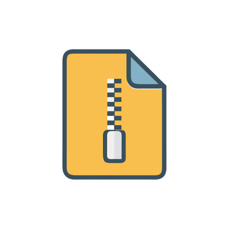 File zip icon in flat color style. Document data archive storage vector illustration on white isolated background.のイラスト素材
