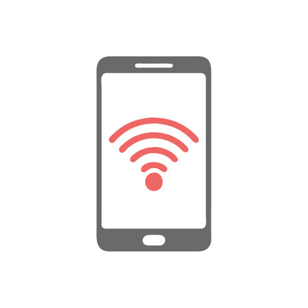 Smartphone with wifi signal icon on white background. Vector illustration.のイラスト素材