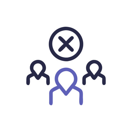Group of people with a wrong mark and a wrong mark. Simple vector icon.のイラスト素材