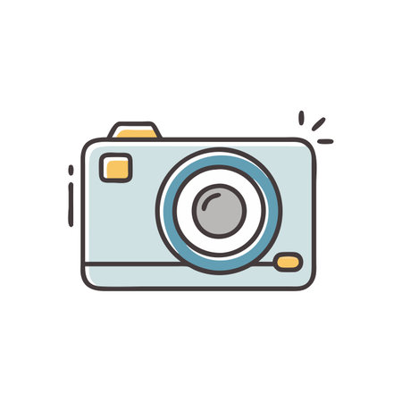 Camera line icon, vector illustration, editable stroke, flat design.のイラスト素材