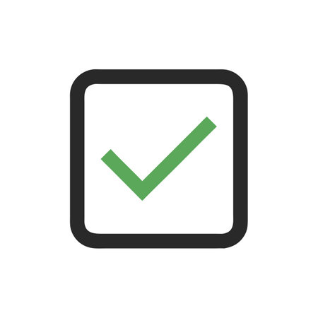 Check mark icon in flat style. Checkbox vector illustration on white isolated background. Tick business concept.のイラスト素材