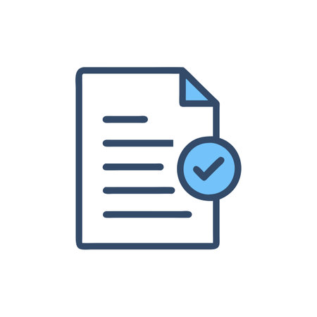 Document with check mark, approved icon, vector illustration. Flat design styleのイラスト素材