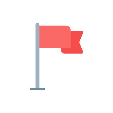Flag icon in flat color style. Location symbol vector illustration on white isolated background.のイラスト素材