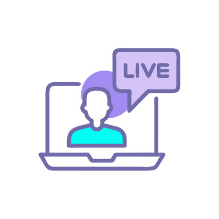Live chat, online communication, video conference, video call, vector iconのイラスト素材