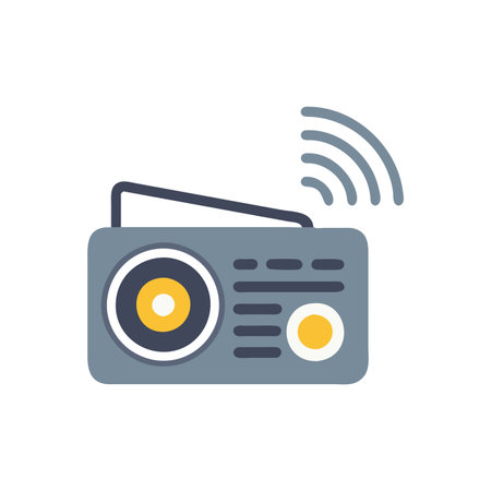 Radio flat color icon. Vector illustration. Isolated on white background.のイラスト素材