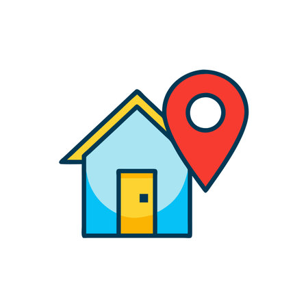 Real estate icon. Map pointer with house. Isolated vector illustrationのイラスト素材