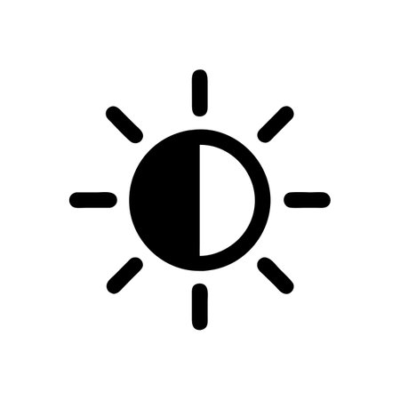Sun icon vector. Black symbol on white background. Flat style.のイラスト素材