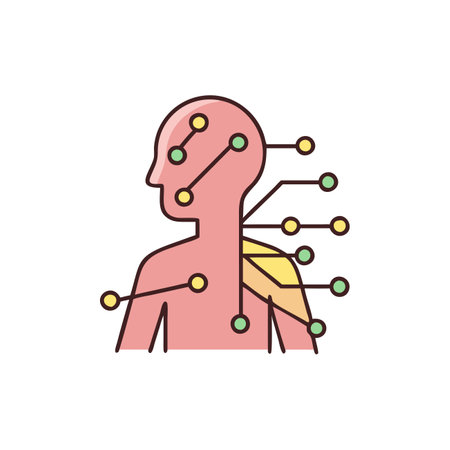 Human head with circuit. Artificial intelligence concept. Vector illustration in flat styleのイラスト素材