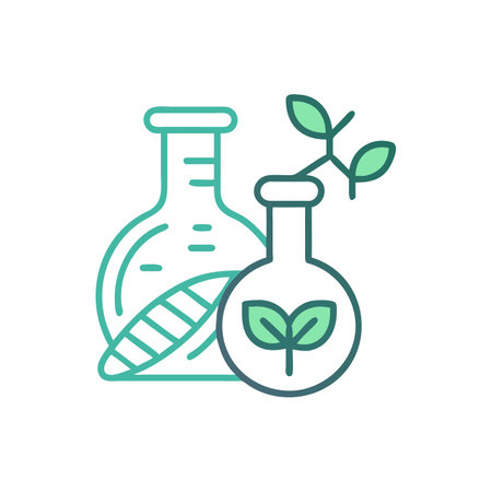 Flask and test tube with plant. Vector illustration. Flat design.のイラスト素材