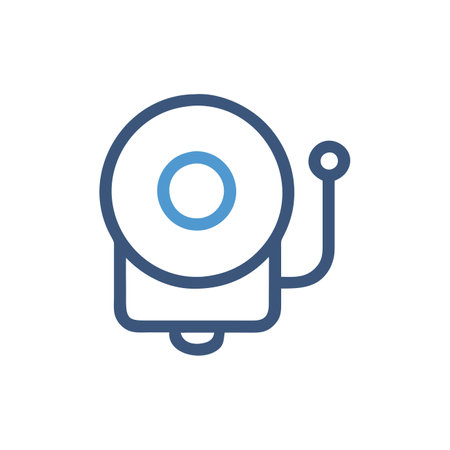 Fire alarm vector line icon isolated on white background, fire alarm line icon for infographic, website or appのイラスト素材