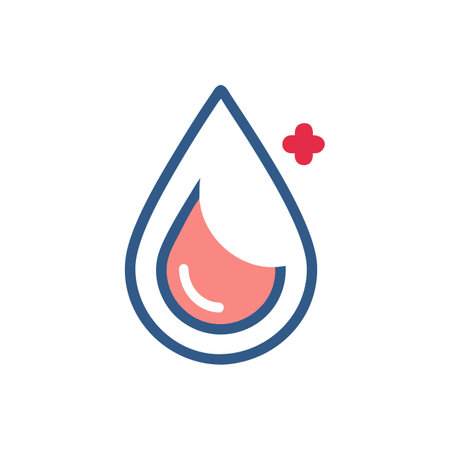 Blood drop icon. Vector illustration. Drop of blood with medical cross.のイラスト素材