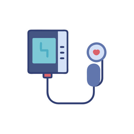 Blood pressure monitor flat color icon. Vector isolated illustration on white background.のイラスト素材