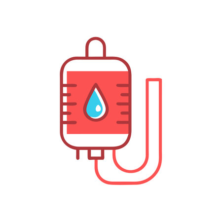 Blood donation, blood transfusion, blood transfusion flat vector iconのイラスト素材
