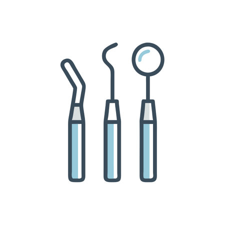 Dental tools icon. Dentist tools. Vector linear illustration.のイラスト素材