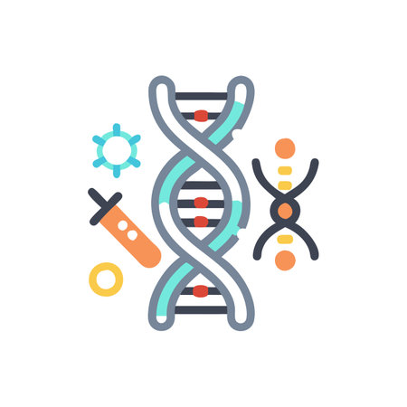 DNA color line icon, vector graphics, a linear pattern on a white background, eps 10.のイラスト素材
