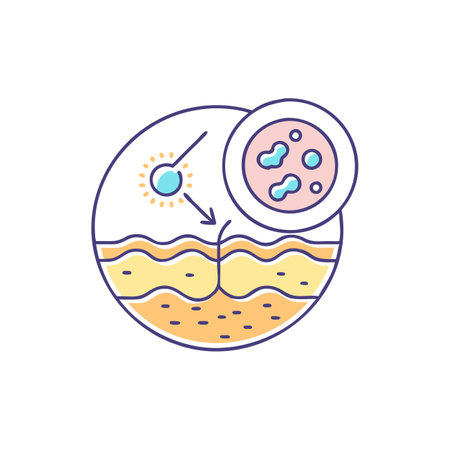 Viruses and bacteria in the sea. Vector illustration in flat styleのイラスト素材
