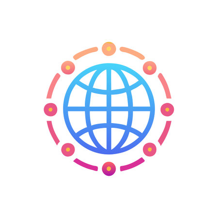 Globe and network icon. Flat design, vector illustration, vector.のイラスト素材