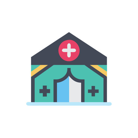 Hospital flat icon isolated on white background. Vector Illustration.のイラスト素材