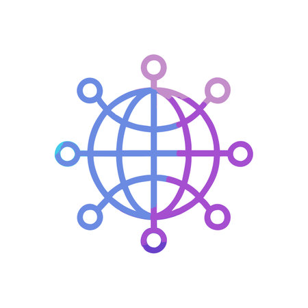 Global network icon, vector illustration. Flat design style, modern colorful symbol.のイラスト素材